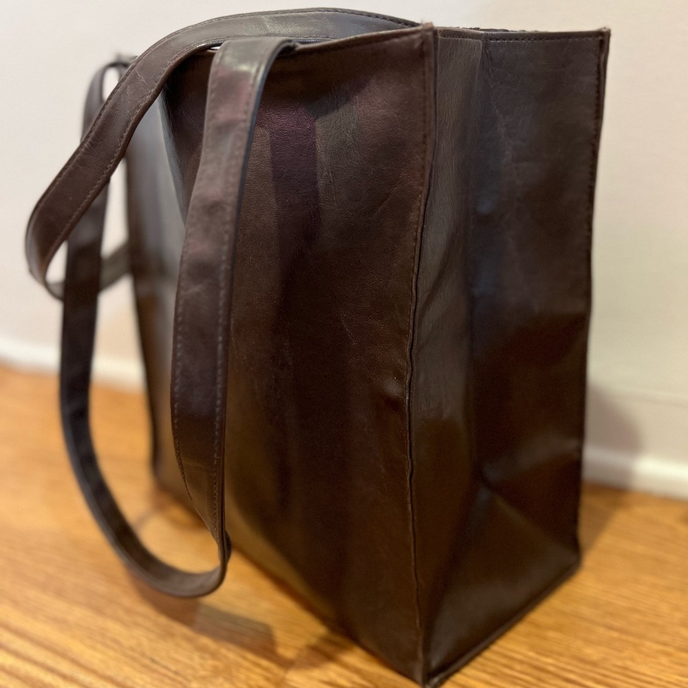 Leather Foldable Shopper Tote